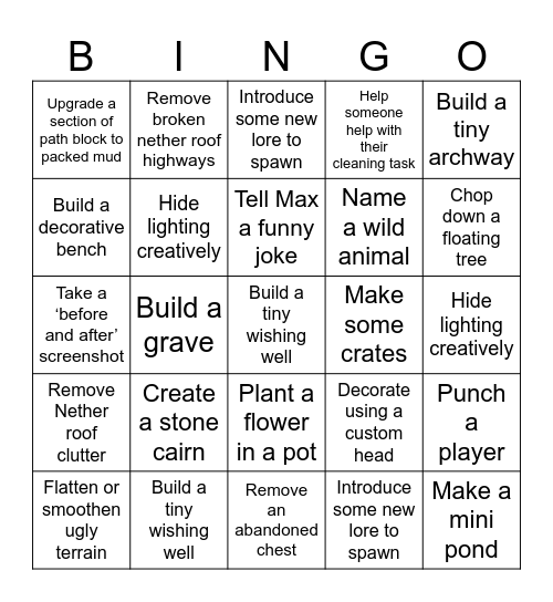 Spring Cleaning Bingo Card