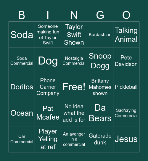 CHIEFS   VS   EAGLES Bingo Card