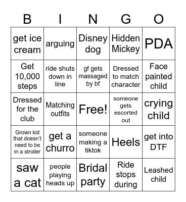 Disney CA! Bingo Card