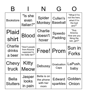Twilight Bingo Card