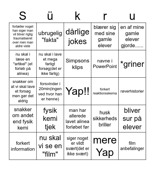 Sükru bringo Bingo Card