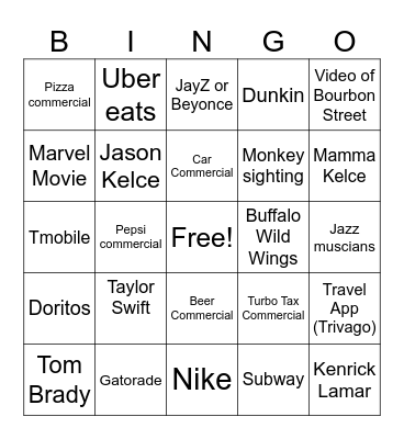Game Day 2025 Bingo Card