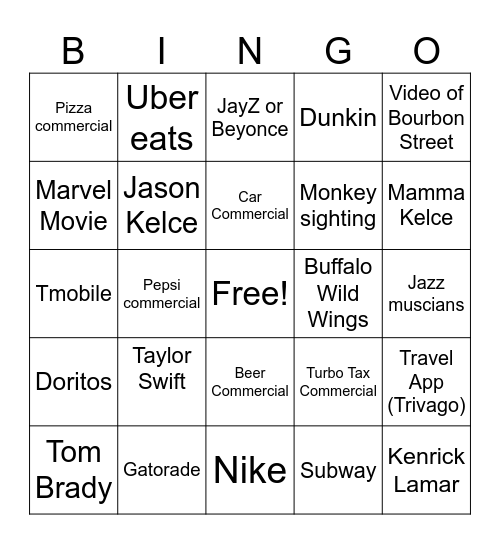 Game Day 2025 Bingo Card