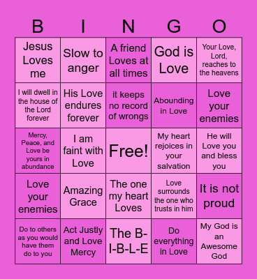 Bible Bingo Card