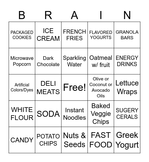 GROWING MINDS & BODIES Bingo Card