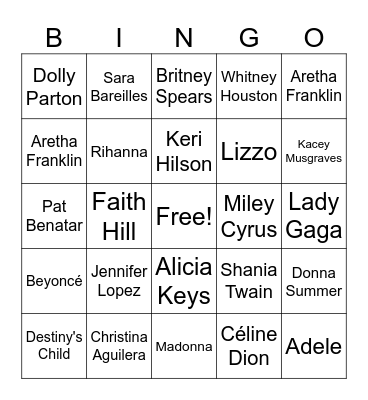 Galentine's Music Bingo Card