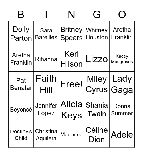 Galentine's Music Bingo Card