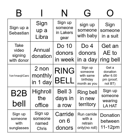 CHARITY WINNER Bingo Card