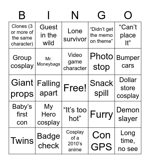 Con bingo Card