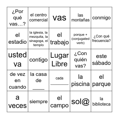 Unidad 4.1 Bingo Card