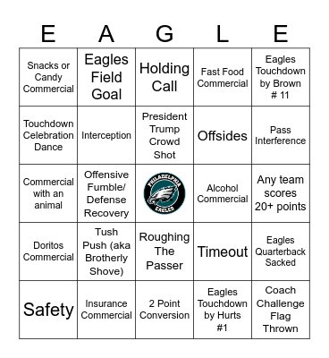 Super Bow LIX Bingo Card