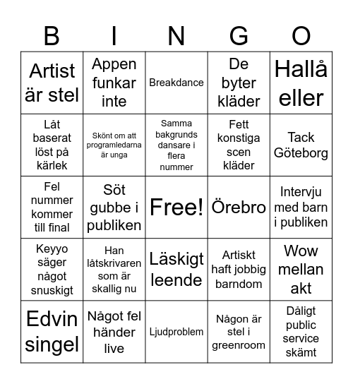 Mello bingo Card