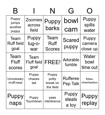 Puppy Bowl Bingo Card