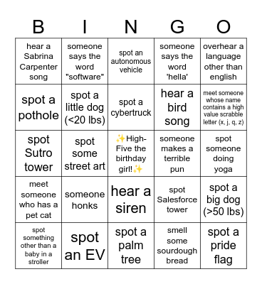 2025-02-08 SF Bingo! Bingo Card