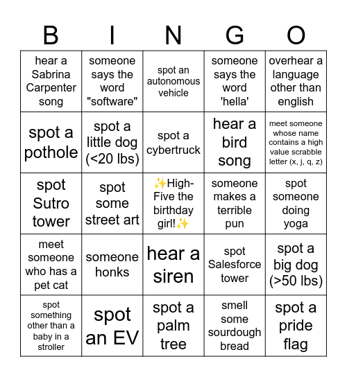 2025-02-08 SF Bingo! Bingo Card