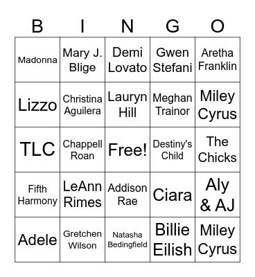 Galentine's Music Bingo Card
