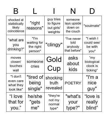 Love is Blind Bingo Card