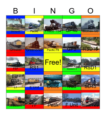 Railway Museums that the little kids and I would like to visit someday Bingo Card