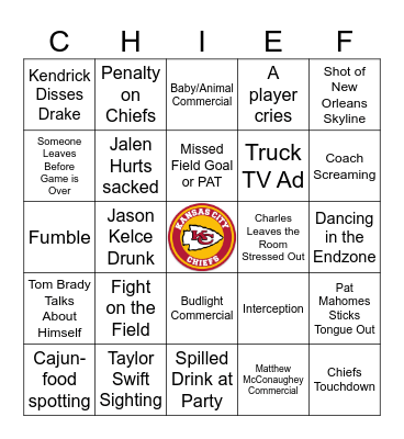 Super Bowl Bingo (2025) Bingo Card