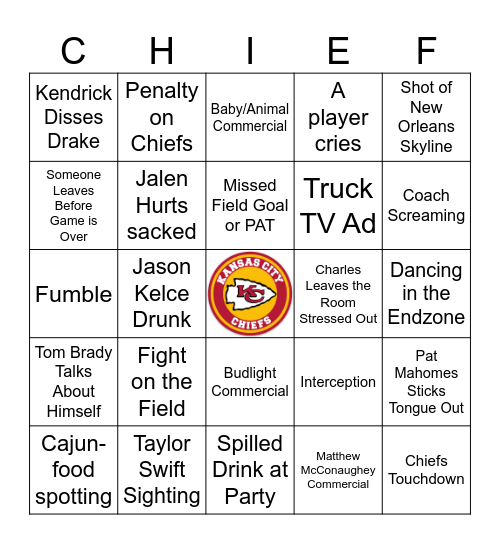 Super Bowl Bingo (2025) Bingo Card