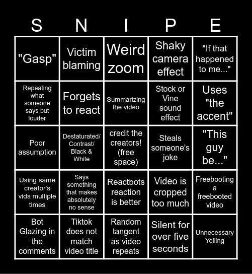 SSSniperwolf Bbbingo Card