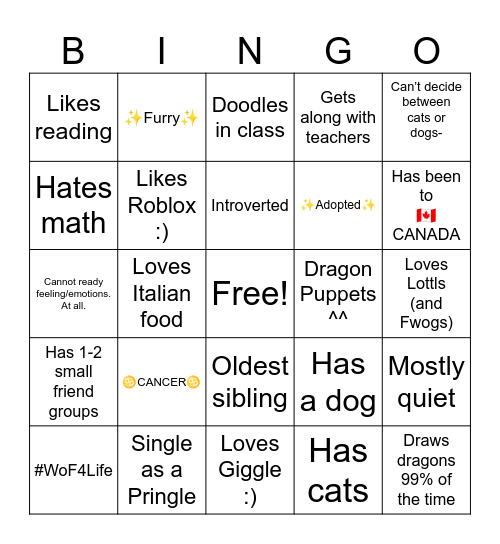 ✨B I N G O✨ Bingo Card