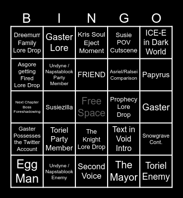 DELTARUNE 3&4 BINGO CARD Bingo Card