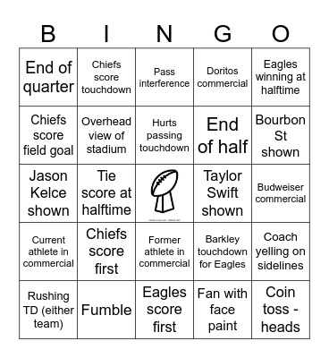 Super Bowl 2025 Bingo Card