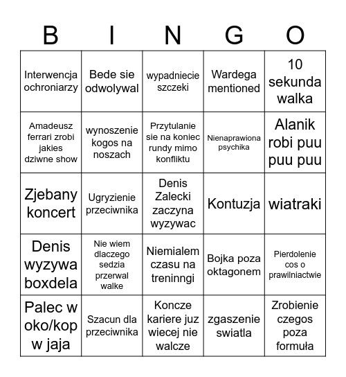 FEJM MMA Bingo Card
