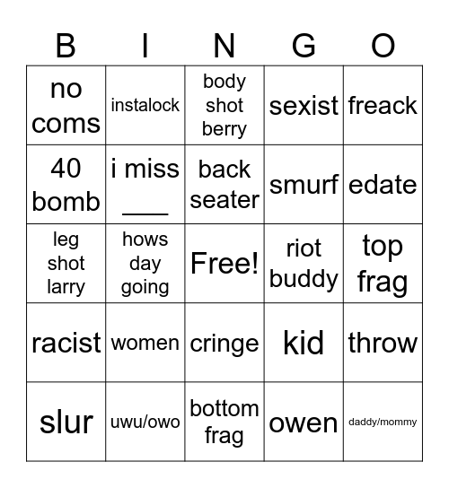 Val Bingo Card