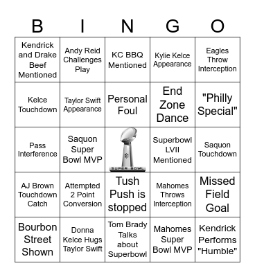 SUPERBOWL LIX Bingo Card