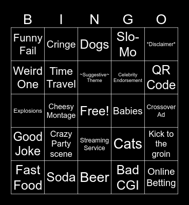 Super Bowl LIX Advert Bingo Card
