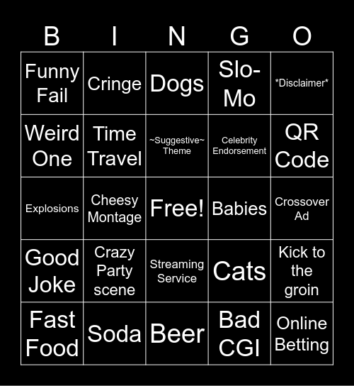 Super Bowl LIX Advert Bingo Card