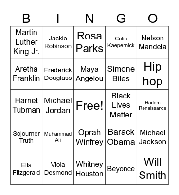 Black History Month Bingo Card