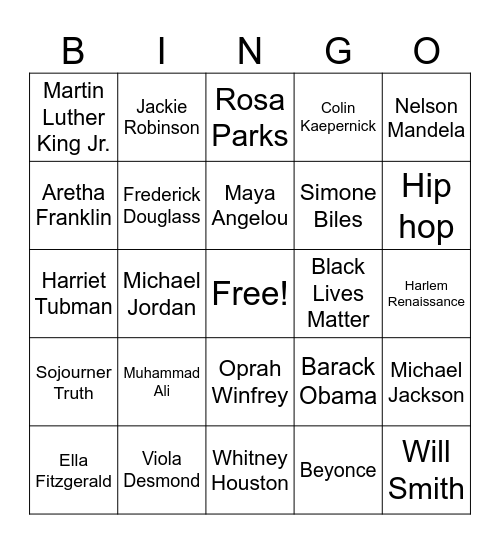 Black History Month Bingo Card