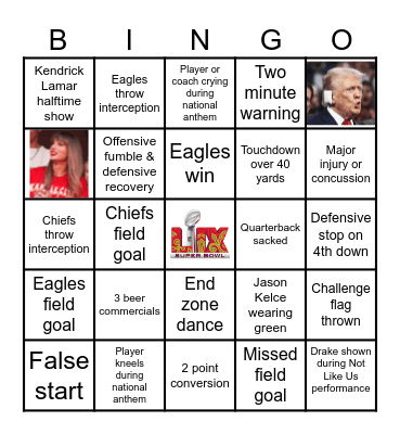Super Bowl 2025 Bingo Card
