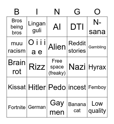 Reels bingo Card