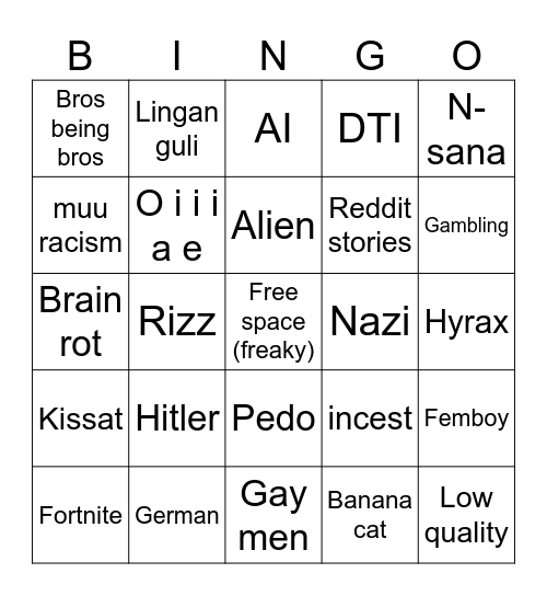 Reels bingo Card
