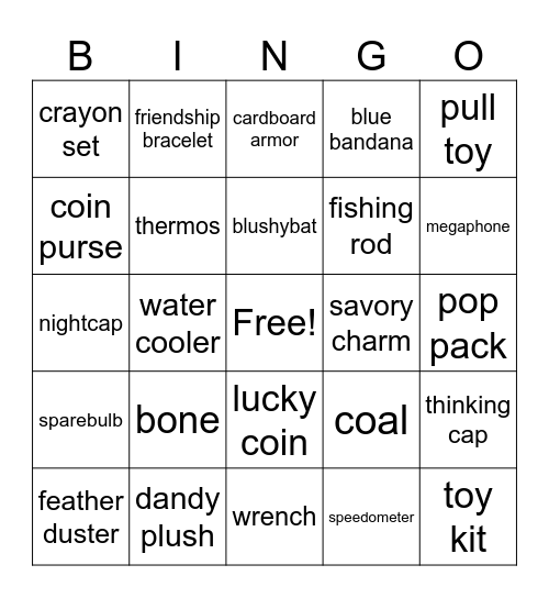 Trinket bingo Card