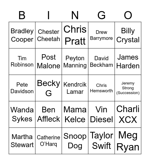 Figapolooza 2025 Celebrity Bingo! Bingo Card