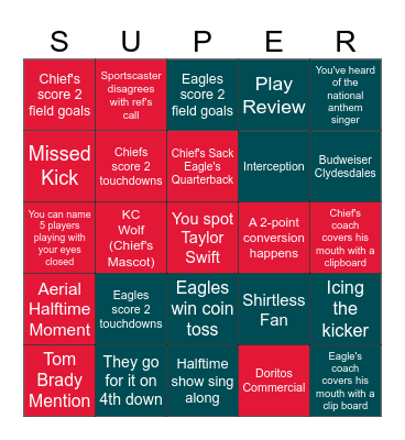 SUPER BOWL LIX Bingo Card