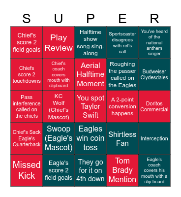 SUPER BOWL LIX Bingo Card