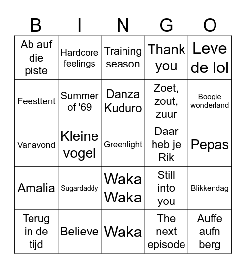 JVDI on Ski 2025 Bingo Card