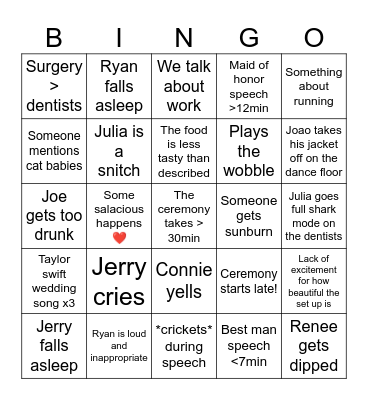 Xiao-Kono wedding bingo Card