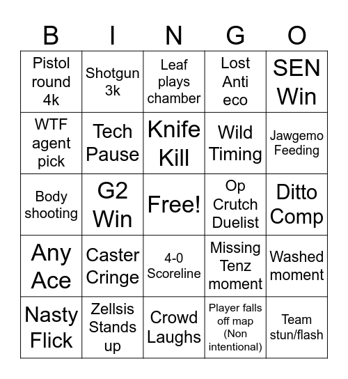 VCT BINGO Card
