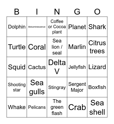 Nature Bingo Card