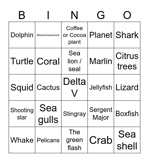 Nature Bingo Card