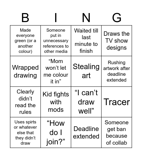 Thomas collab 2025 Bingo Card