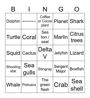 Nature Bingo Card