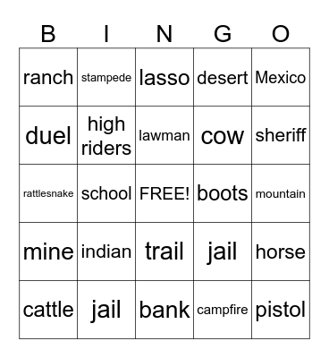 Western Bingo Card